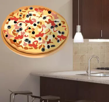 Muursticker pizza in kleur - TenStickers