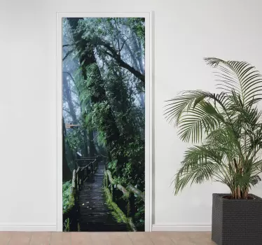 Frumos autocolant ușa pădurii tropicale - TenStickers