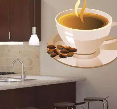 Vinilo decorativo tazón café con leche - TenVinilo