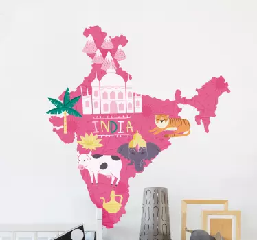 Cartoon India Map Sticker - TenStickers