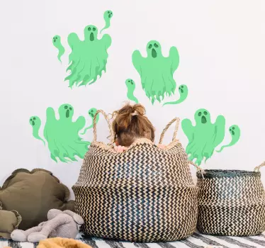 Sticker Halloween fantômes verts - TenStickers