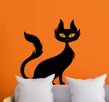 Vinilo pared Halloween gato negro - TenVinilo