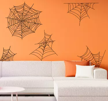 Sticker Halloween toiles d'araignée - TenStickers