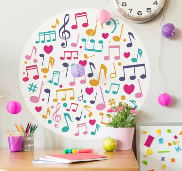 Dekoratif müzik notaları müzikal duvar sticker - TenStickers