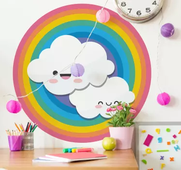 Børn-regnbue og skyer stickers Illustration - TenStickers