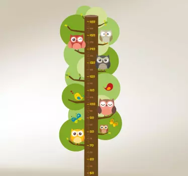 Children's meter owls height chart wall sticker - TenStickers