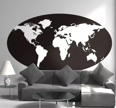 简化风格的世界地图墙贴 - TenStickers