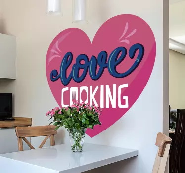 Love cooking text kitchen wall sticker - TenStickers