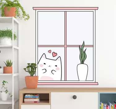 Naklejka na ścianę Kot za oknem - TenStickers