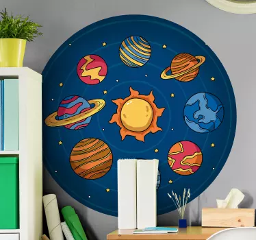 kids solar system space wall sticker - TenStickers