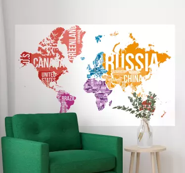 țară harta lumii autocolant de perete - TenStickers