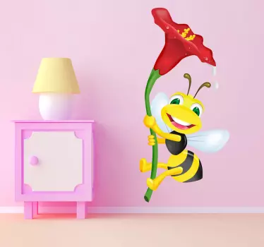 Flower Bumble Bee Wall Sticker - TenStickers