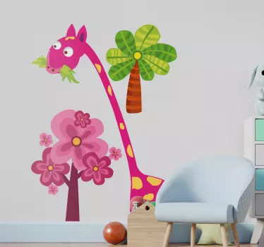 Sticker décoratif pour enfant girafe rose - TenStickers