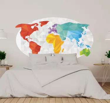 Nálepka na zeď polygonální mapa světa - TenStickers