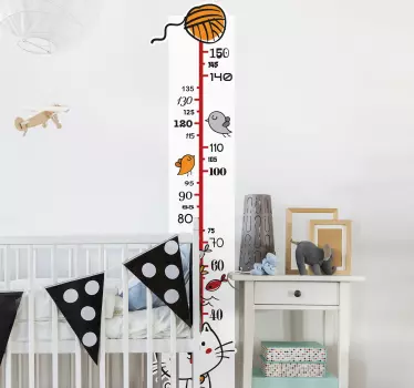 Infant cat meters height chart wall sticker - TenStickers