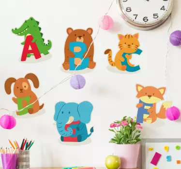 儿童字母动物字母贴纸 - TenStickers