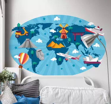 Children's world map travel world map sticker - TenStickers