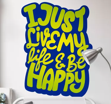 live happy motivational wall sticker - TenStickers