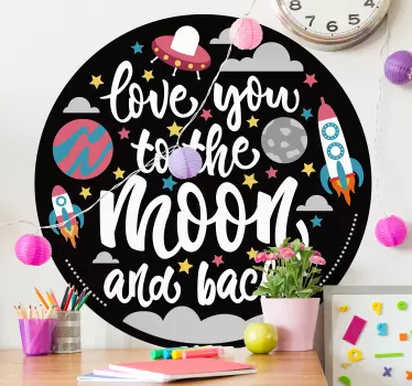 Love you to the moon space wall sticker - TenStickers