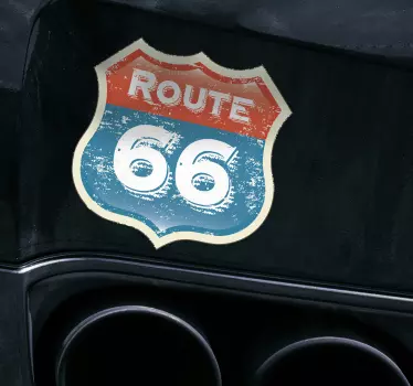 Route 66 Retro Car Sticker - TenStickers