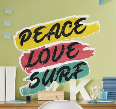 Peace Love Surf surf sticker - TenStickers