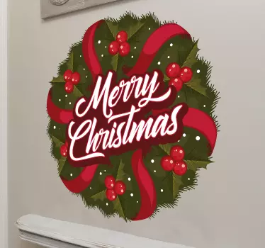 Merry Christmas wreath christmas sticker - TenStickers