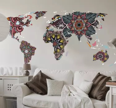 Mandala  world map wall sticker - TenStickers