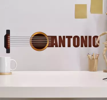 Spanish guitar with name music wall sticker - TenStickers