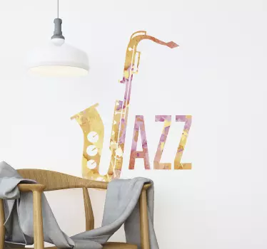 Vinilo jazz acuarela saxofón - TenVinilo