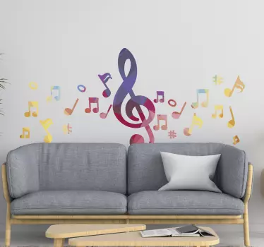 Colorful Pentagram musical wall sticker - TenStickers