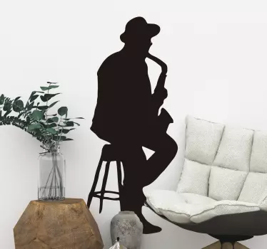 Jazz and blues saxophone player sticker - TenStickers