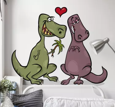 Dinozavri v ljubezenski stenski nalepki - TenStickers