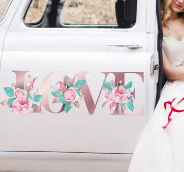 Love with flowers wedding sticker - TenStickers