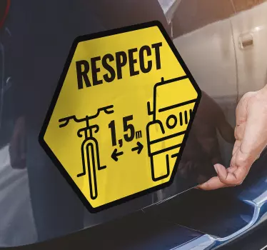 Respect Cyclist Car Sticker - TenStickers
