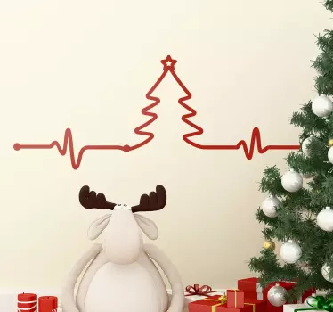 Tree electrocardiogram christmas sticker - TenStickers