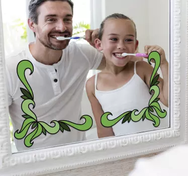 Green vegetable corners mirror sticker - TenStickers