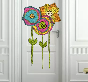 Sticker décoratif fleurs hippies - TenStickers