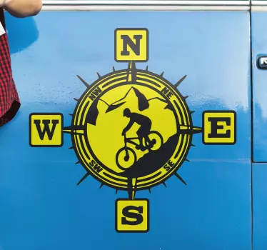 Reis stickers fietser met richtingen - TenStickers