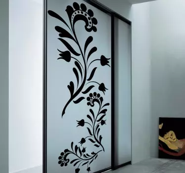 Sticker décoratif porte florale monochrome - TenStickers