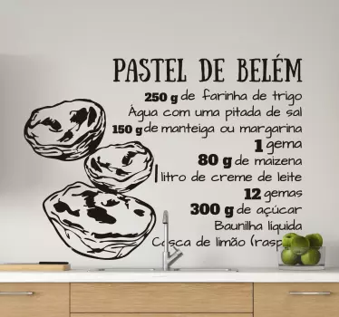 Autocolantes de receitas Pastel de Belém - TenStickers
