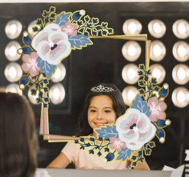 mirror beautiful  flowers  sticker - TenStickers