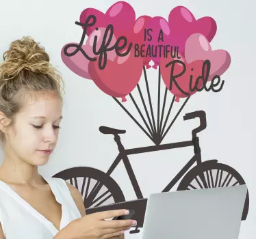 Livet er en smuk tur med cykeloverføringsbillede - TenStickers