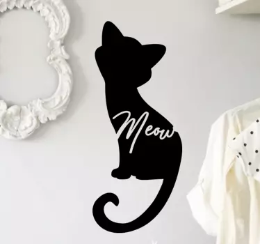 Meow cat silhouette wall sticker - TenStickers