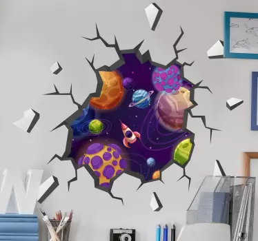 3D planets space wall sticker - TenStickers