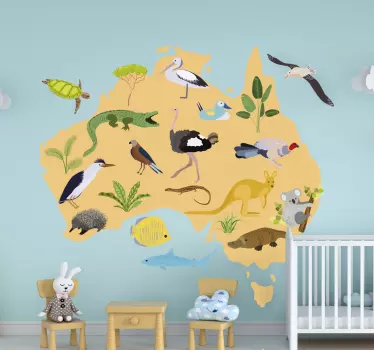 Australian Kids World map  sticker - TenStickers