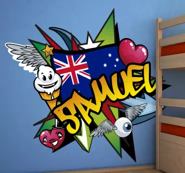 Graffiti Name australian flag urban sticker - TenStickers