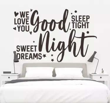 Vi elsker dig god søvn stramt hovedgærde klistermærke - TenStickers