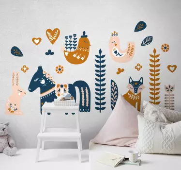 Nordic animal Childrens Bedroom Wall Sticker - TenStickers