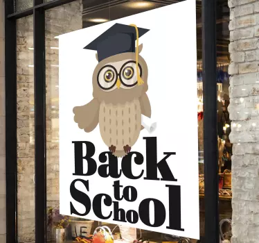 Back to school owl Shop Window Sticker - TenStickers