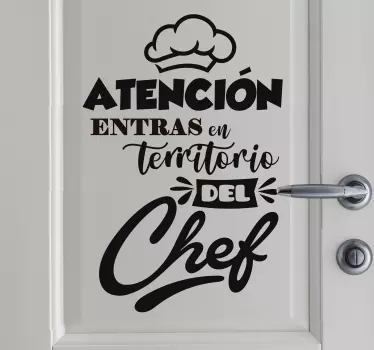 Vnilo pared cocina puerta territorio chef - TenVinilo